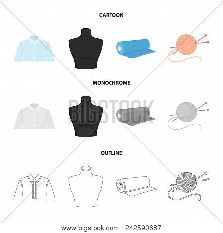 A Man Shirt, A Mannequin, A Roll Of Fabric, A Ball Of Threads And Knitting Needles.atelier Set Colle