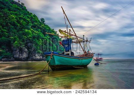Fishing Boat On The Beach Sam Phraya Beach.