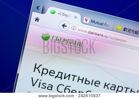 Ryazan, Russia - May 27, 2018: Homepage Of Sberbank Website On The Display Of Pc, Url - Sberbank.ru