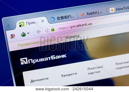 Ryazan, Russia - May 27, 2018: Homepage Of Privatbank Website On The Display Of Pc, Url - Privatbank