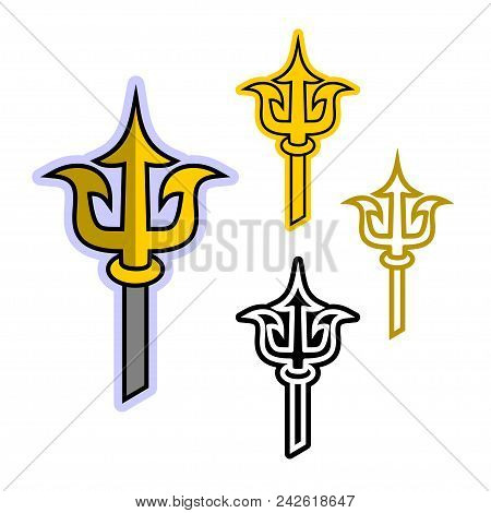 Simple Vector Flat Clipart Trident Of Poseidon Or Neptune. A Cartoon Illustration Of A Trident Can B