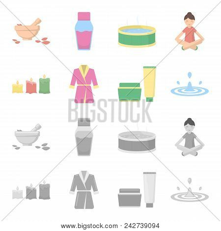 Multicolored Burning Candles, A Pink Robe With A Yellow Belt And A Collar, A Tube With Cream And A J