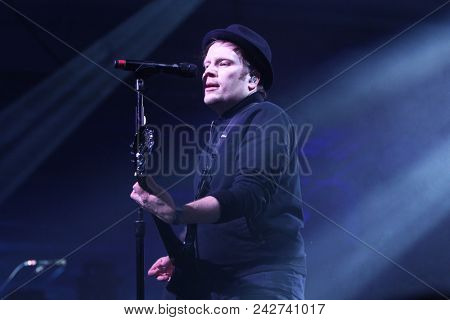 NEW YORK-DEC 10: Patrick Stump of Fall Out Boy performs onstage at Pandora's Holiday Show at Pier 36 on December 10, 2015 in New York City.