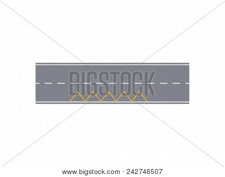 Stop Marking On Road Isolated City Street Map Segment. Auto Traffic Element, Highway Construction Ve