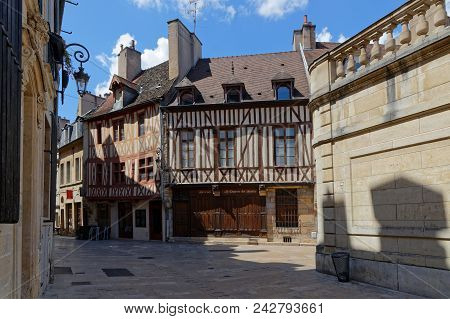 Dijon, France, May 20, 2018 : Small Street And Ancient Architecture In The Heart Of The Preserved Ol