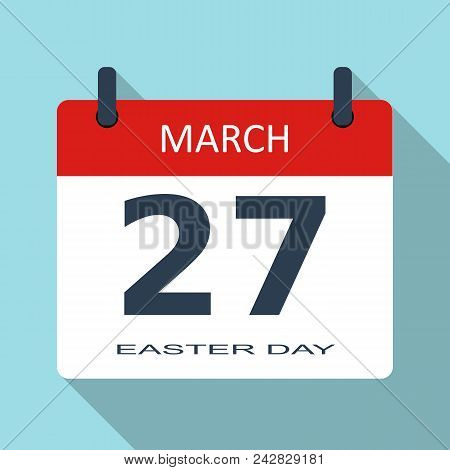 Easter Day. March 27. Vector Flat Daily Calendar Icon. Date And Time, Month. Holiday. Modern Simple 