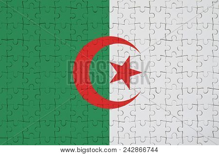 Algeria Flag  Is Depicted On A Folded Puzzle