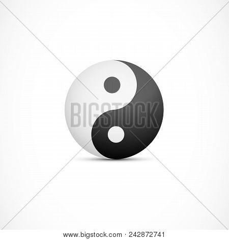 Yin Yang Badge Illustration. Ancient Balance Symbol