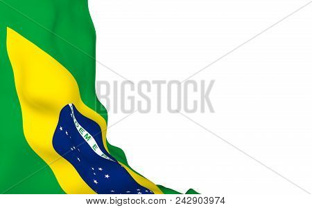 Waving Flag Of Brazil. Ordem E Progresso. Order And Progress. Rio De Janeiro. South America. State S