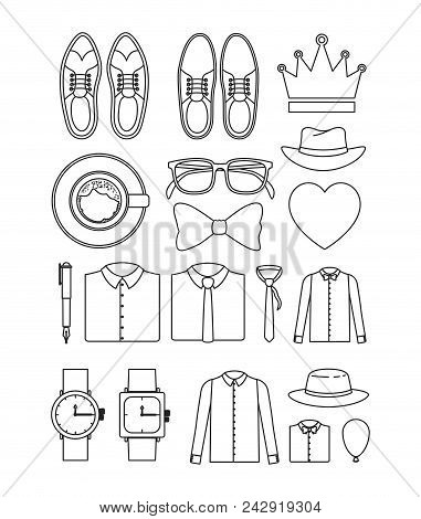 Set Male Accessories Icons Vector Illustration Design