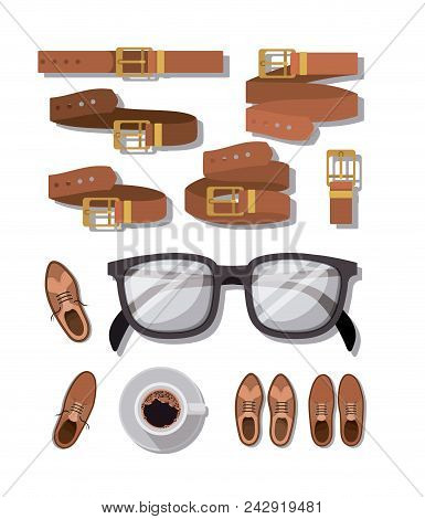 Set Male Accessories Icons Vector Illustration Design