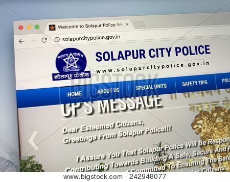 Amsterdam, Netherlands - May 28, 2018: Website Of The Solapur City Police, India.