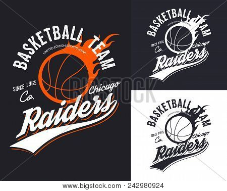 Chicago University Or College, Varsity Or School Basketball Team T-shirt Logo. Set Of Isolated Symbo