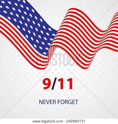 Patriot Day Vector. Illustration Of U.s.a Flag For Memorial Isolated On Background With Stars