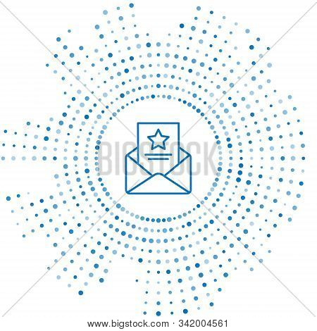 Blue Line The Arrest Warrant Icon Isolated On White Background. Police Badge With Document. Warrant,