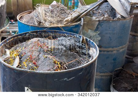 Garbage Scraps Discarded In The Iron Bin,selective Focus