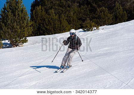 Grandvalira, Andorra : 2019 December 28 : People Having Fun In Sunny Day On Grandvalira Ski Station 