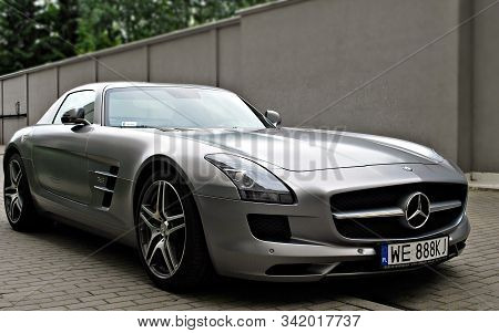 Warsaw, Poland, September  2015, Motor Car Mercedes-benz C197 Sls Amg At The City Street