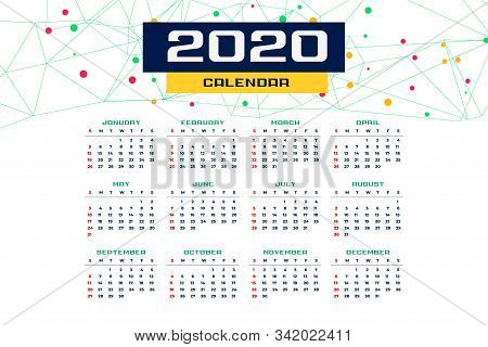 2020 New Year Calender Template Design Illustration Vector