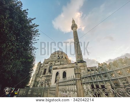 Pertevniyal Valide Sultan Mosque, Istanbul, Turkey. Ottoman Imperial Mosque In Istanbul. Aksaray Val