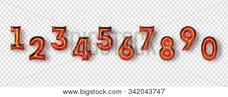 Copper 3d Foil Balloon Number Collection On Isolated Background, Elegant Metallic Copper Balloons Fo