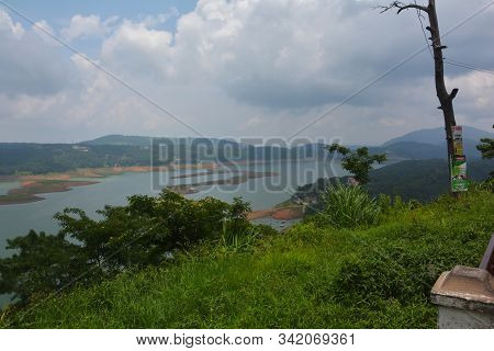 Barapani Or Umiam Lake Of  Shillong, Meghalaya As Seen Fron The View Point On The Road With Water, T