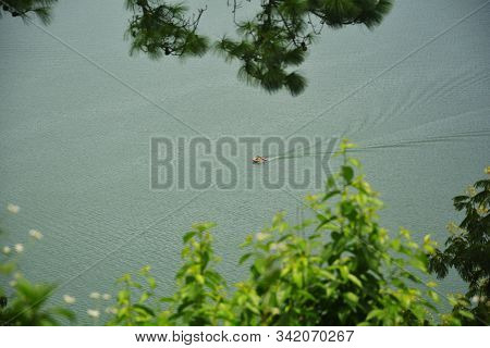 Barapani Or Umiam Lake Of  Shillong, Meghalaya As Seen Fron The View Point On The Road With Water, T