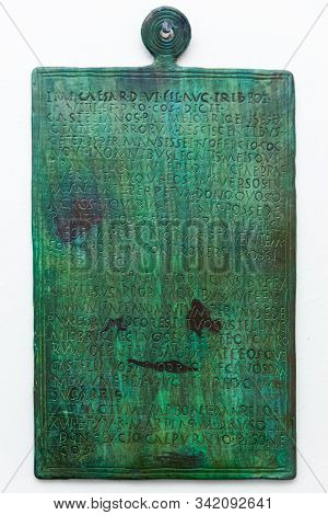 Bembibre Bronze, Also Known As Imperial Edict Of Augustus Or Tabula Paemeiobrigensis. Dated In Year 