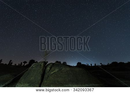 Night Photography In The Natural Area Of Barruecos. Extremadura. Spain.