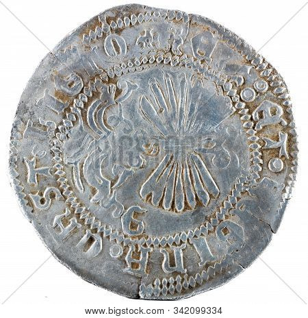 Ancient Spanish Silver Coin Of The Kings Fernando E Isabel. Catholic Kings. Coined In Granada. Real.