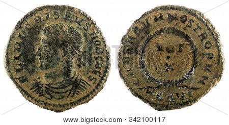 Ancient Roman Copper Coin Of Emperor Crispus.
