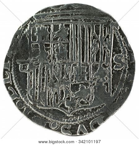 Ancient Spanish Silver Coin Of The Kings Fernando E Isabel. Catholic Kings. Coined In Sevilla. Real.