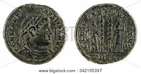 Ancient Roman Copper Coin Of Emperor Constantine I Magnus.