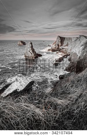 Landscape In The Urros De Liencres. Cantabria. Spain.