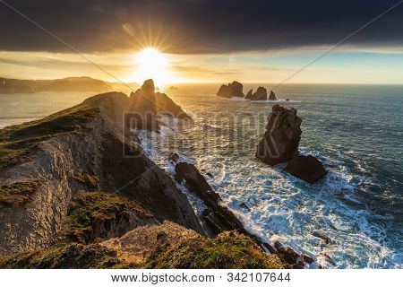 Sunset In The Urros De Liencres. Cantabria. Spain.