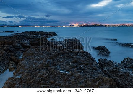 Sunset In The Tranquilos Beach. Loredo. Cantabria. Spain.