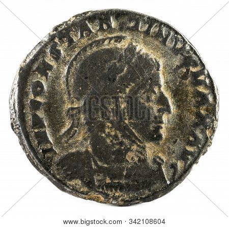 Ancient Roman Coin Of Emperor Constantine I Magnus. Obverse.