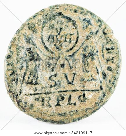 Ancient Roman Copper Coin Of Emperor Magnentius. Reverse.
