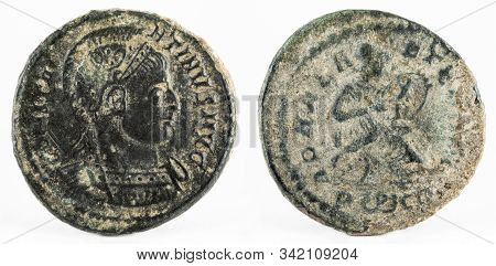 Ancient Roman Copper Coin Of Emperor Constantine I Magnus.