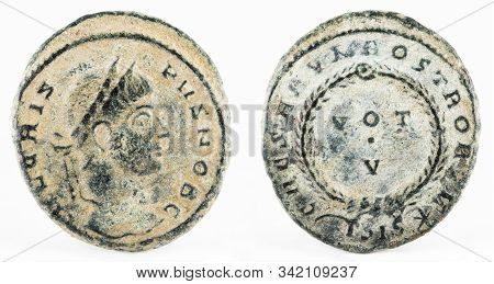 Ancient Roman Copper Coin Of Emperor Crispus.