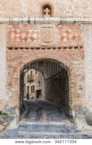 Main Gate On The Ancient Walls Of Pedraza. Spain.