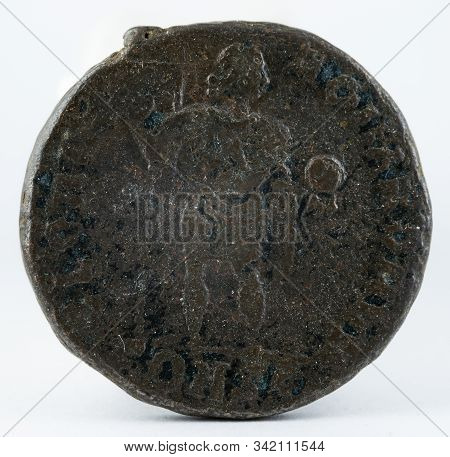 Ancient Roman Copper Coin Of Theodosius. Reverse.