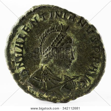 Roman Coin Of Valentinianus Ii Obverse  030817-0353