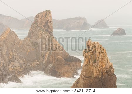 Landscape In The Urros De Liencres. Cantabria. Spain.