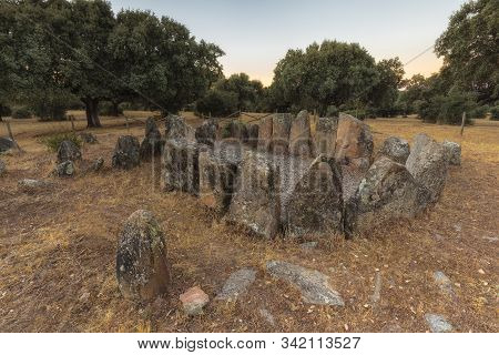 The Dolmen Of The Great Oak Is Of Type Of Circular Chamber With Long Corridor. Located Near Monteher