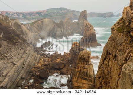 Landscape In The Urros De Liencres. Cantabria. Spain.