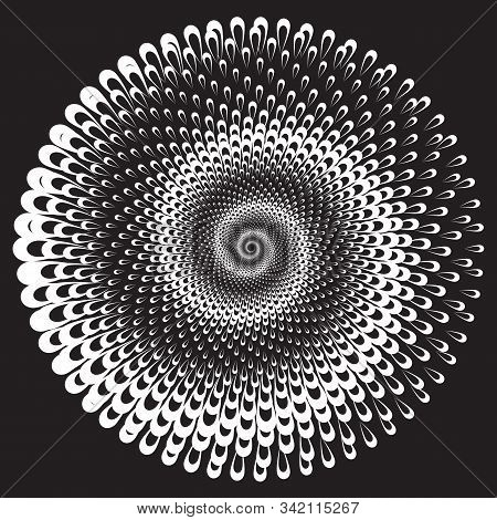 Dotted Halftone Vector Spiral Pattern Or Texture. Stipple Dot Backgrounds With Ellipses