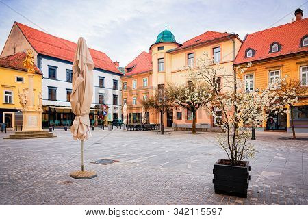 Cityscape With Main Square Of Celje Old Town In Slovenia