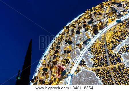 Night View Of Tbilisi City Downtown