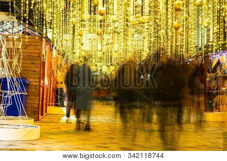 Night View Of Tbilisi City Downtown